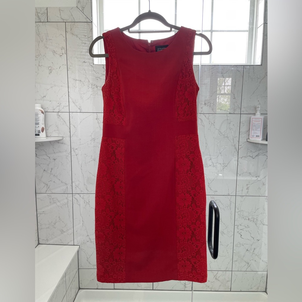 Red orange sheath dress with side detailing